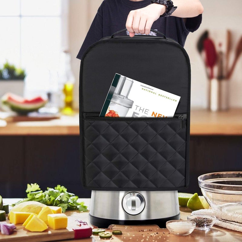 Luxja Food Processor Cover Compatible with Cuisinart and Hamilton Beach 10-14 Cup Processor, Food Processor Dust Cover with Accessories Pockets, Black - Image 4